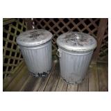 2 Metal Trash Cans