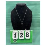 14 k gold chain and sterling cross