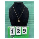 14 karat yellow gold anchor pendant necklace