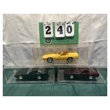 (3) Assorted Corvette Cars In Display Cases Lot 18