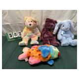 (4) XL Vintage Beanie Babies With Tags Lot 16