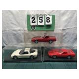 (3) Assorted Corvette Cars In Display Cases Lot 36