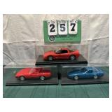 (3) Assorted Corvette Cars In Display Cases Lot 35