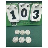 6  Silver Us Washington Quarters
