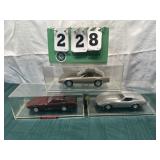 (3) Assorted Corvette Cars In Display Cases Lot 6