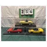 (3) Assorted Corvette Cars In Display Cases Lot 34