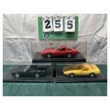 (3) Assorted Corvette Cars In Display Cases Lot 33