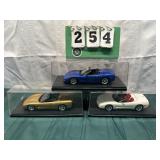 (3) Assorted Corvette Cars In Display Cases Lot 32