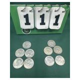 (10)  40% Silver Halve Dollars