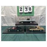 (3) Assorted Corvette Cars In Display Cases Lot 16