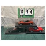 (3) Assorted Corvette Cars In Display Cases Lot 22