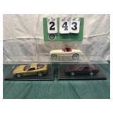 (3) Assorted Corvette Cars In Display Cases Lot 21