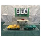 (3) Assorted Corvette Cars In Display Cases Lot 12