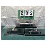 (3) Assorted Corvette Cars In Display Cases Lot 10
