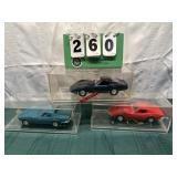 (3) Assorted Corvette Cars In Display Cases Lot 38