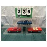 (3) Assorted Corvette Cars In Display Cases Lot 14