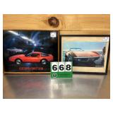 2 Vintage Corvette Posters in Frame