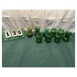 Green Glass Mini Vases