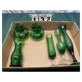 Green Glass Flower Vases