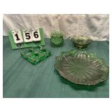 Assorted Green Glassware