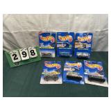 6 Hot Wheels on Card Stock