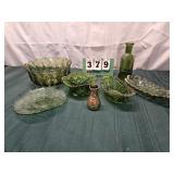 Bulk Green Cut Glass Lot