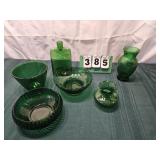 Bulk Green Cut Glass Lot