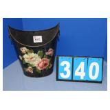 French Flower Painted Wastebasket