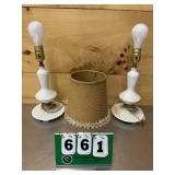 Two Milk Glass Lamps