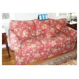 Ethan Allen Red Floral Couch