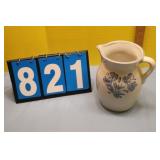 Blue Stoneware Pitcher