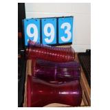 (3) Pink-Red Glass Vases