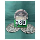 2 Sterling Silver Overlay Trivets & Plate