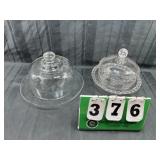 (2) Clear Glass Cheese Service Set