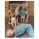 (3) Baby Dolls & Crib