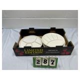 Vintage White Ceramic Divided Fondue Plates