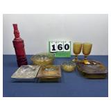 Amber Cut Glass Lot
