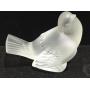 Lalique Frosted Crystal Sparrow Bird Figurine.