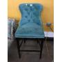 Aqua Hobnail Accented Vanity Stool - Microsuede