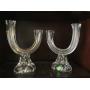 Pair of Lorraine Cristallerie Double Candle