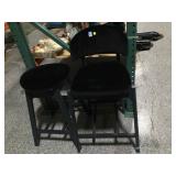 Two stools. One with a back. Black Felt Cushions.