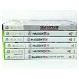 6 Xbox360 game disks. Madden NFL and self defense