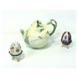 Pier 1 porcelain teapot, Ginger Lily & painted