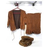 Swan NY dress hat, rust color w/bling & skirt &