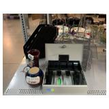 Metal Cash Till (no key), Magazine Filing Racks,