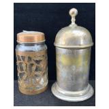 Vtg Copper Nestle Bottle & Lidded Container, 7in
