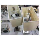 Set of Matching Lamps with Shades. Silver and