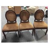 3 Matching Felt Upholstered Wood Chairs by