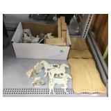 Assorted Wood Cutouts and Crafting Supplies.