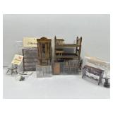 Wood dollhouse furniture. Bedroom, dining room,